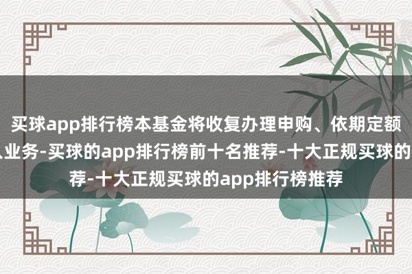 买球app排行榜本基金将收复办理申购、依期定额投资及诊治转入业务-买球的app排行榜前十名推荐-十大正规买球的app排行榜推荐