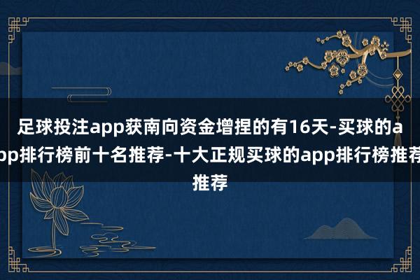 足球投注app获南向资金增捏的有16天-买球的app排行榜前十名推荐-十大正规买球的app排行榜推荐