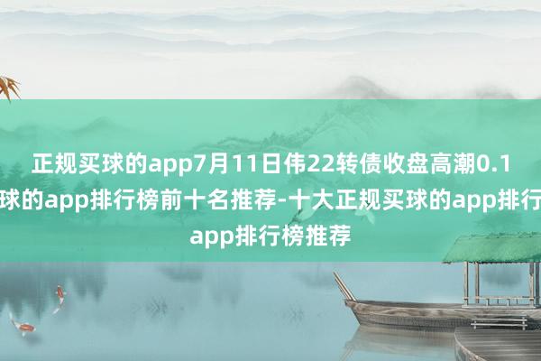 正规买球的app7月11日伟22转债收盘高潮0.19%-买球的app排行榜前十名推荐-十大正规买球的app排行榜推荐