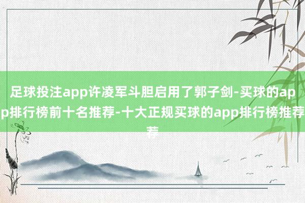 足球投注app许凌军斗胆启用了郭子剑-买球的app排行榜前十名推荐-十大正规买球的app排行榜推荐