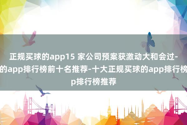 正规买球的app15 家公司预案获激动大和会过-买球的app排行榜前十名推荐-十大正规买球的app排行榜推荐