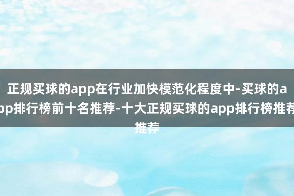 正规买球的app在行业加快模范化程度中-买球的app排行榜前十名推荐-十大正规买球的app排行榜推荐